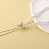 Wholesale Alloy Pearl Butterfly Tassel Pendant Necklace