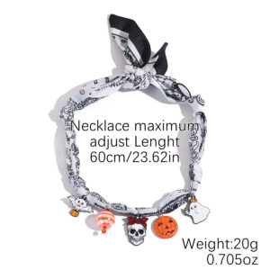 N2507-10 skull silk scarf necklace