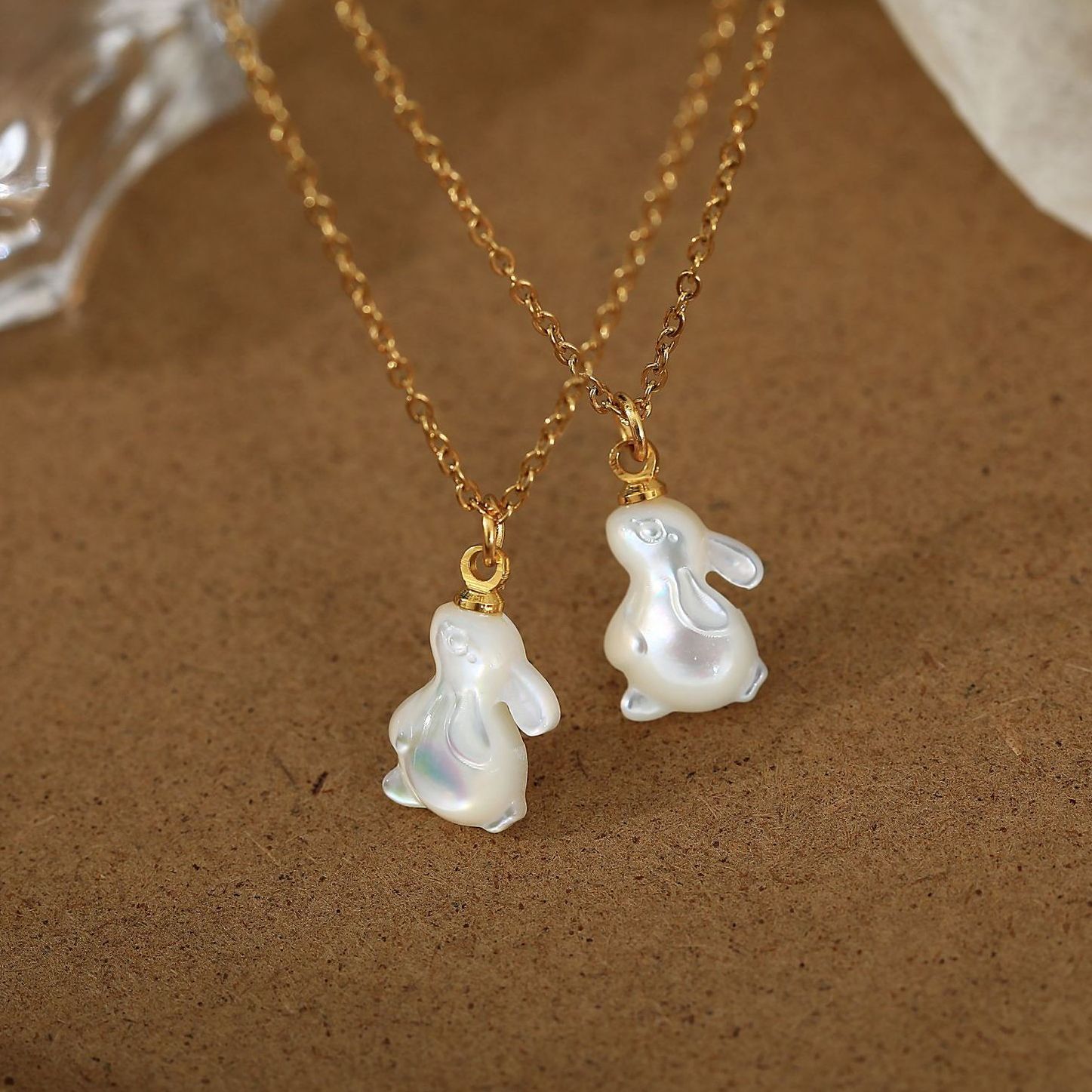 Wholesale Titanium steel rabbit white Easter necklace