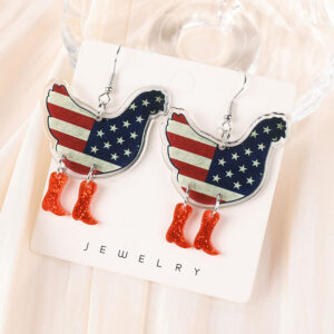 Flag Chicken Earrings