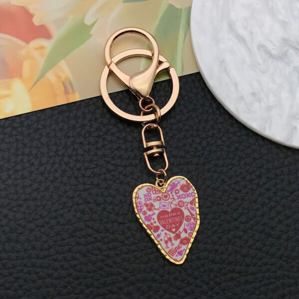 Wholesale Product Oil Dropping Pink Love Printing Valentine's Day Keychain