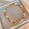 Wholesale Rainbow zircon purple heart diamond inlaid bracelet