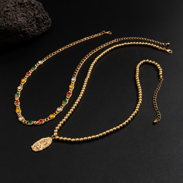 Wholesale Men's round bead layered Virgin pendant necklace