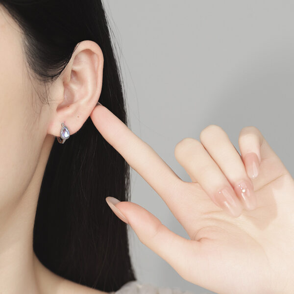 Wholesale Silver Needle Water Drop Moonstone Turquoise Earrings