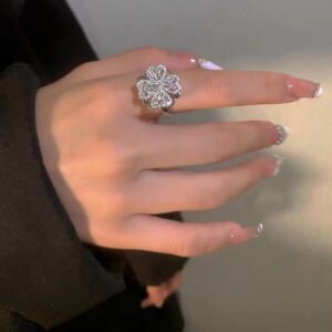 Wholesale Zircon Rotating Flower Ring