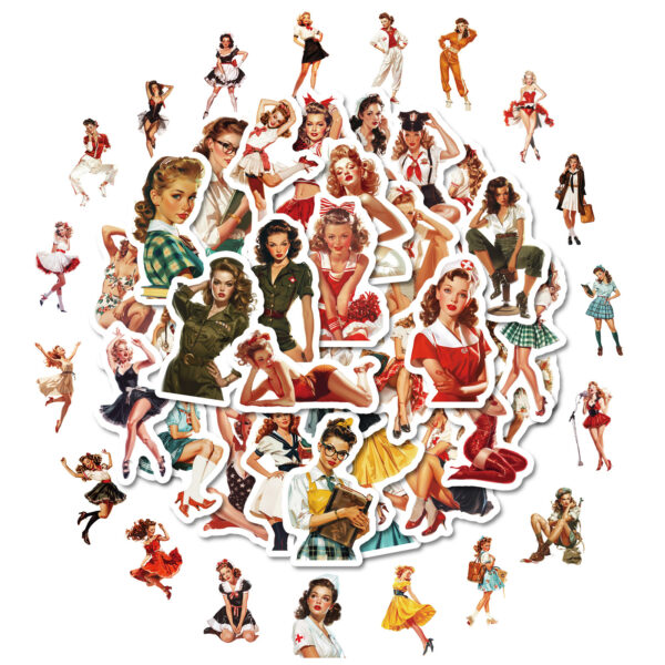 Wholesale 50pcs Retro Girl Graffiti Stickers