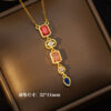 Wholesale Square colored zircon titanium steel necklace