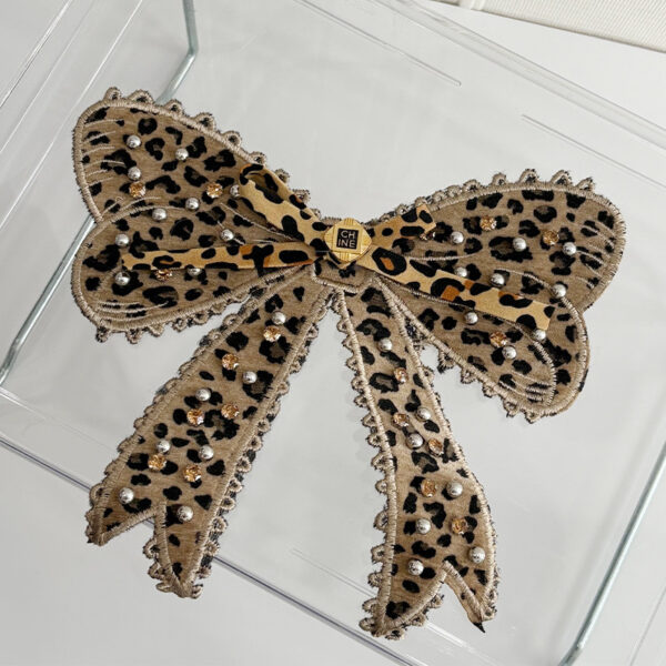 Wholesale Leopard print bow hot stamping embroidery DIY Patches