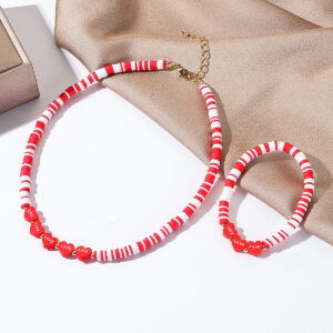 N2411-12T2 red and white soft pottery suit