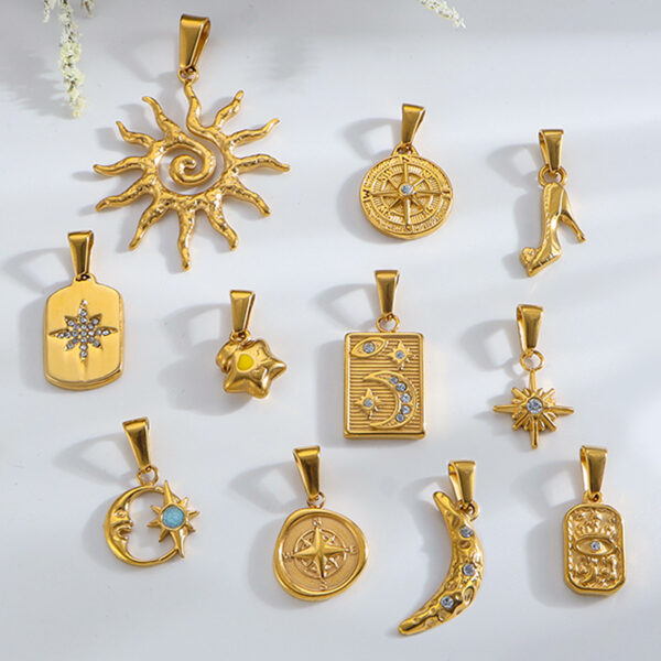 O1CN012YWvT127TXZ4eBFLV_2208083487798-0-cib Wholesale Sun Star Moon Octagonal Star Geometric Stainless Steel Pendant