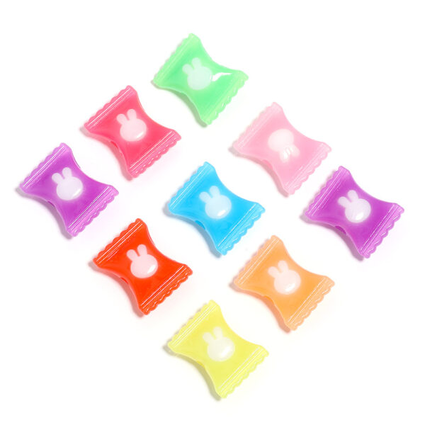 Wholesale 10pcs Jelly colored rabbit candy acrylic beads