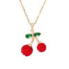 Wholesale Red cherry pendant stainless steel necklace
