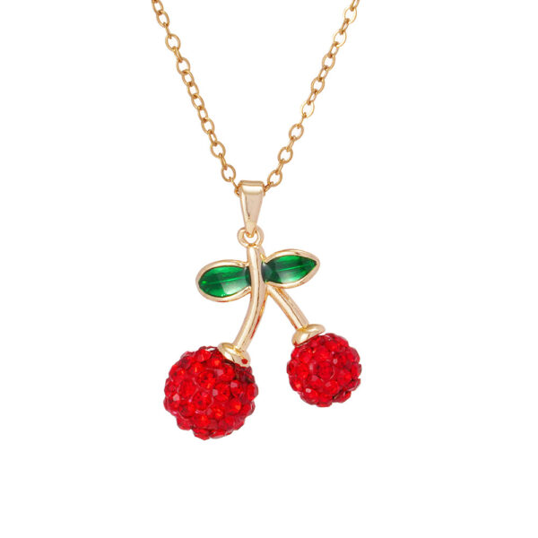 Wholesale Red cherry pendant stainless steel necklace