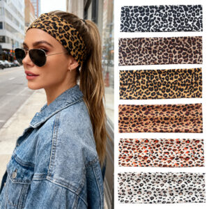 Wholesale High elasticity wide edge leopard print headband