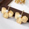 Wholesale Metal Folding Pattern Leaf Flower Earrings