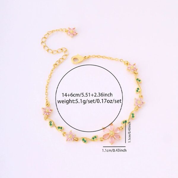 O1CN012awuHN1mmgFiZ6gF8_2220324334997-0-cib Wholesale Sweet cherry blossom pink flower zircon bracelet