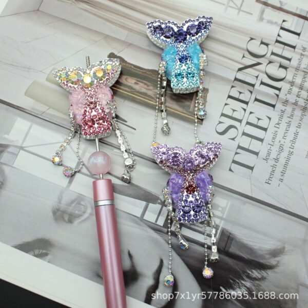 Wholesale Full diamond double-sided mermaid tail tassel inlaid alloy straight hole beads