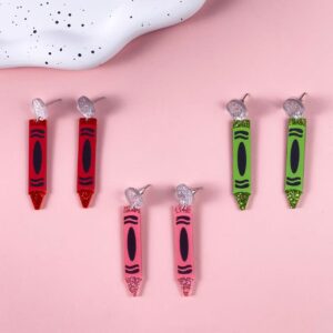 Wholesale Pencil patterned acrylic earrings for school start season