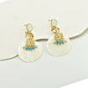 Wholesale Blue tassel turquoise shell Bohemian style earrings