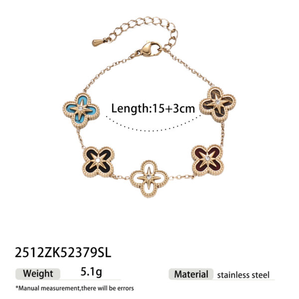 O1CN012dzo7U1VCdc5r8GZQ_2218929712617-0-cib Wholesale Bracelet Light Luxury Niche Flower Four-Leaf Clover Heart Titanium Steel Bracelet Women's