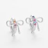 Wholesale Mixed-color zircon bow earrings for women
