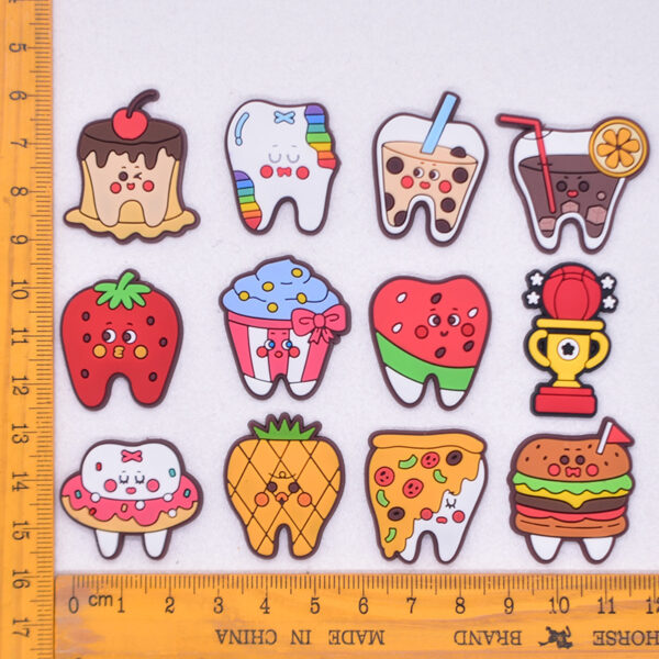 Wholesale Cute cartoon food teeth series Croc Charms