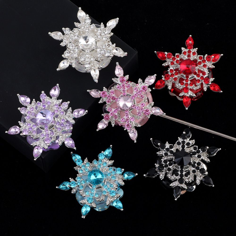 Wholesale Diamond inlaid rotating snowflake alloy clay beads
