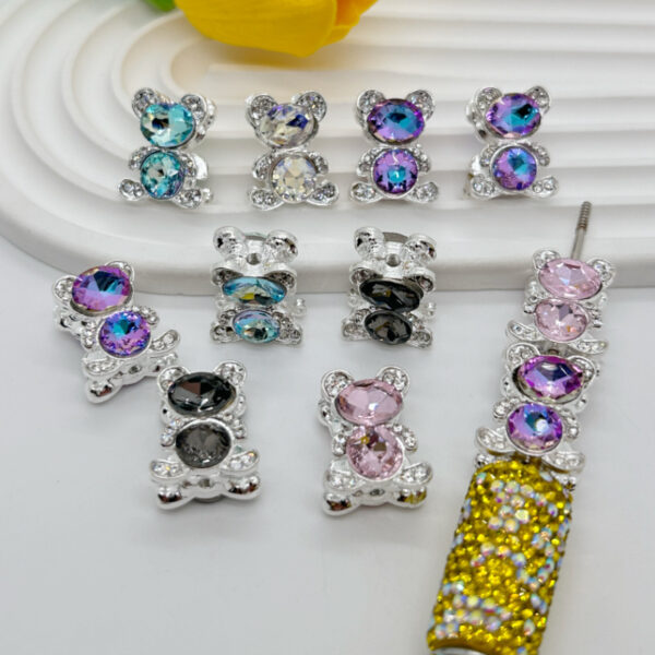 Wholesale 10pcs alloy double-sided teddy bear beads