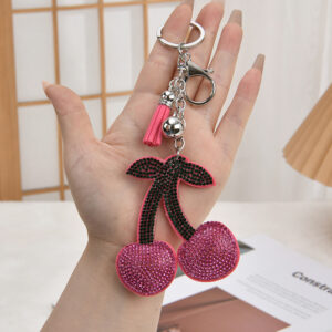 Whole leaf pink cherry / Keychain + cherry pendant