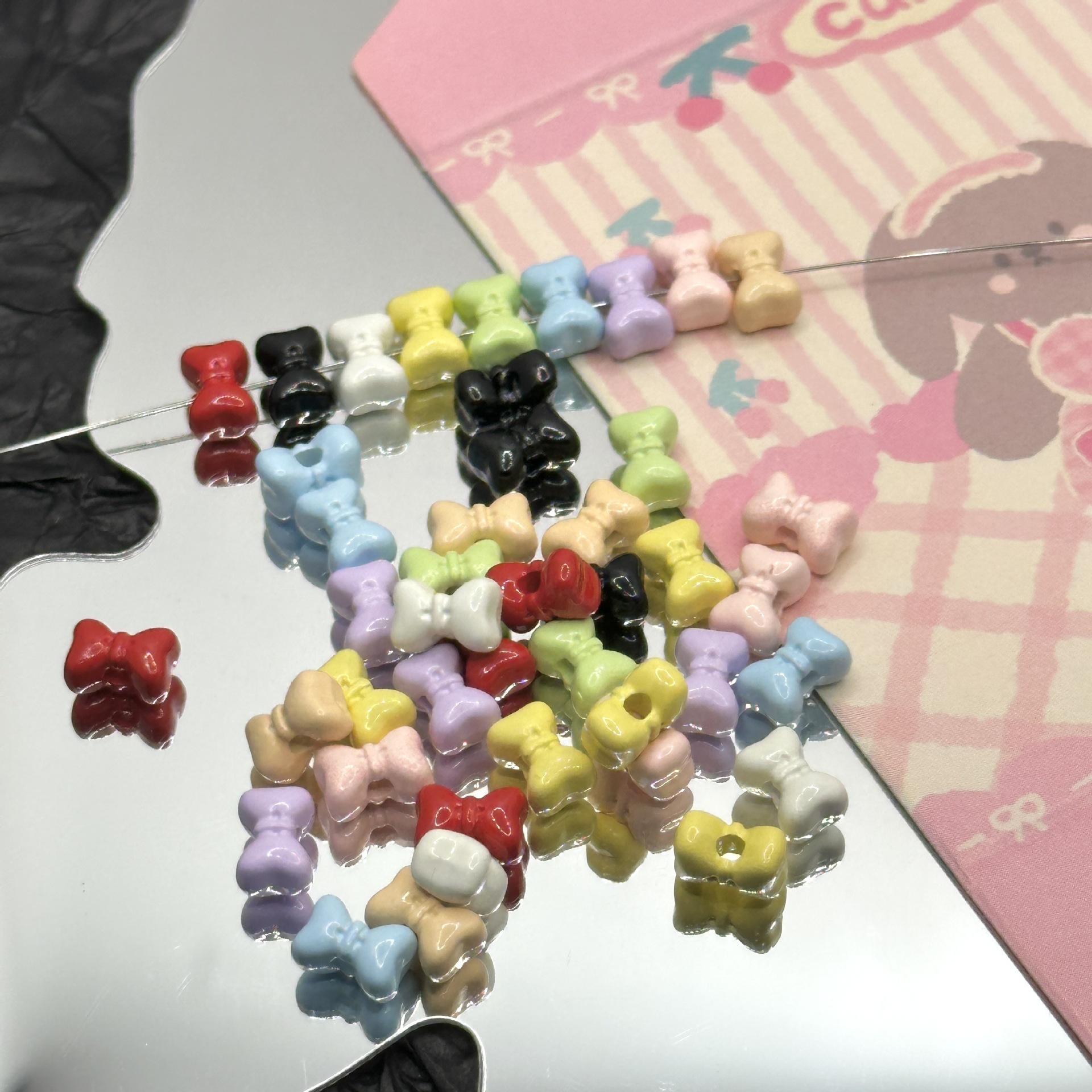 Wholesale Mini Bow Separated Beads Colorfulful Painted Alloy Loose Beads Handmade DIY
