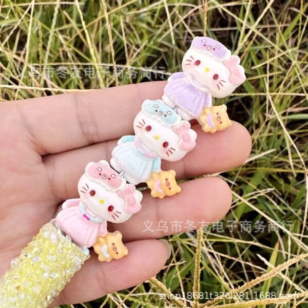 Wholesale 10pcs cute cartoon cat cream glue acrylic beads