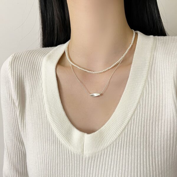 Wholesale Japanese and Korean Silver Brushed Heart Design Necklace Women's