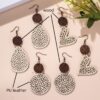 Wholesale 2pcs Retro Water Drop Heart Leather Wood Piece Love Round Earrings