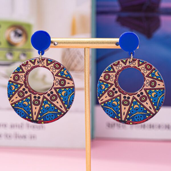 Wholesale Circular hollow printed acrylic geometric earrings