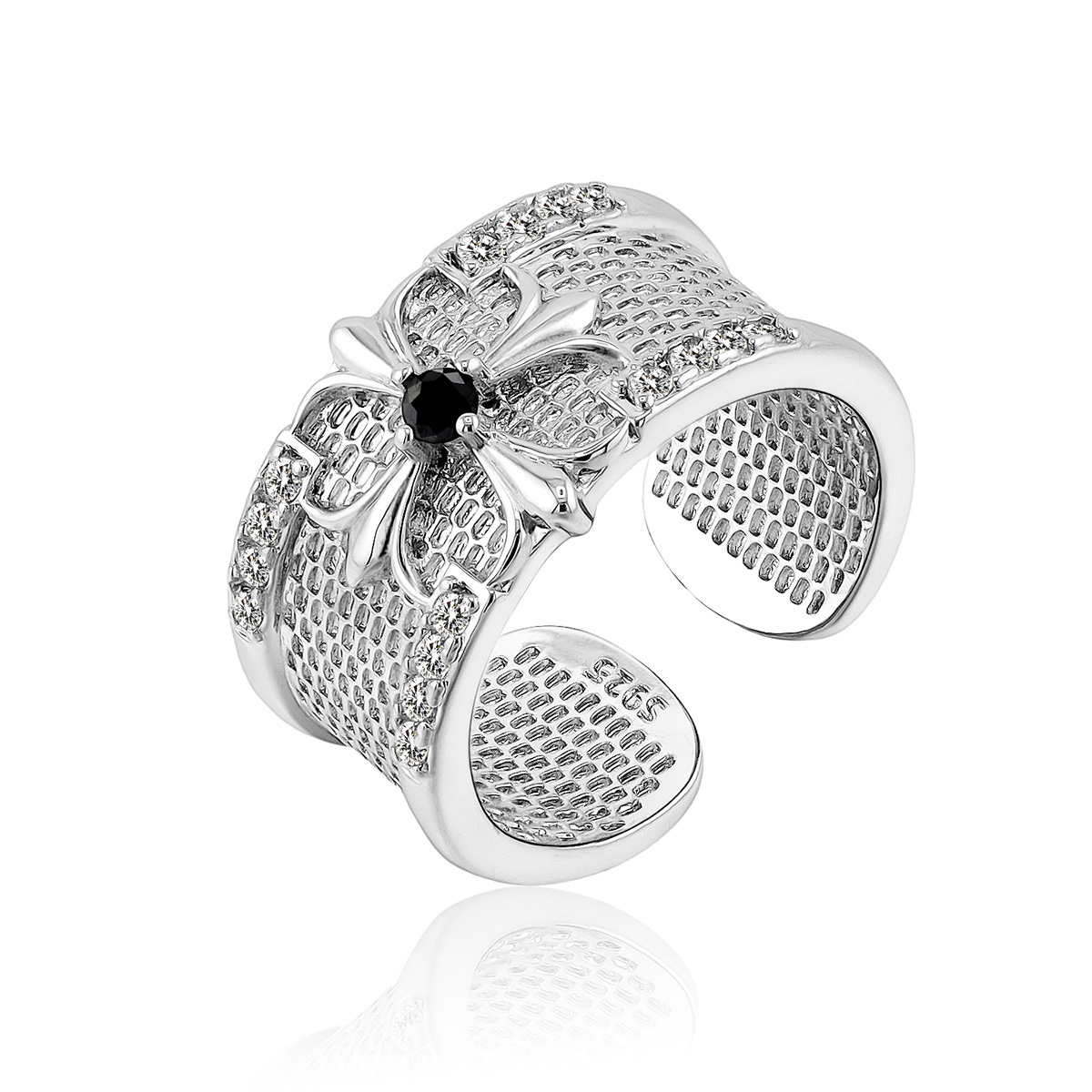 Wholesale Hollow Cross Iris Zircon Open Ring