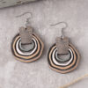 Wholesale Bohemian Gradient Hollow Pendant Wooden Double-sided Earrings Gift