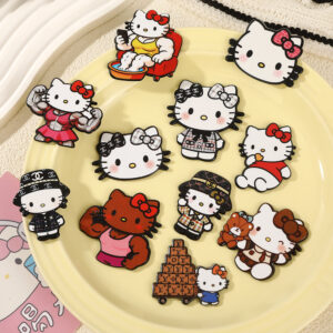 Wholesale Custom 3D embossed Hello Kitty acrylic stickers for DIY jewelry and accessories, cute Hello Kitty hair clips and accessories.