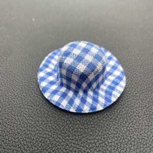 Blue and white plaid hat
