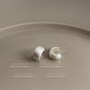 Silver brushed C- shaped-Silver Needle