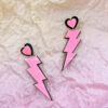 Wholesale Valentine's Day Pink Lightning Love Acrylic Earrings