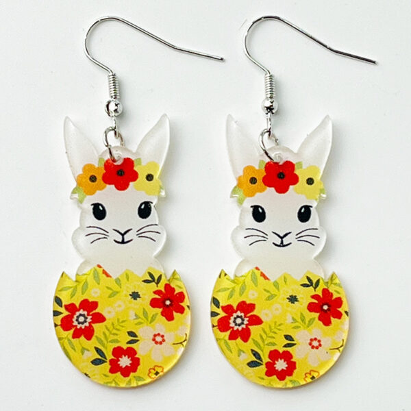 Wholesale Easter Cute Rabbit Flower Easter Egg Acrylic Earrings