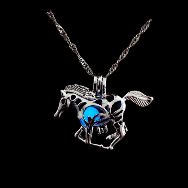 Wholesale Hollowed-out glow-in-the-dark horse Halloween necklace