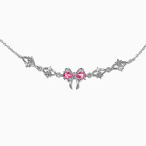 Red zircon butterfly bracelet-silver