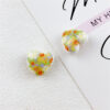 Wholesale 10pcs double-sided printed oil painting style flower love acrylic beads
