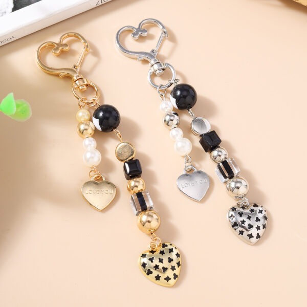 Wholesale Beaded Peach Heart Keychain Love Key Ring Key Chain Bag Pendant