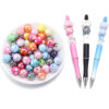 O1CN012tu3R11uPnEeESjsC_3712796030-0-cib Wholesale Color coated straight hole printed acrylic round beads