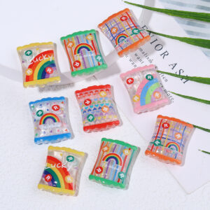 Wholesale 10pcs double-sided rainbow colored candy Acrylic Beads