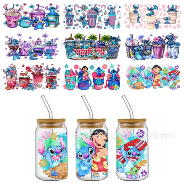 Wholesale Popular Stitch Uv Dtf Transfer Crystal Transparent Sticker Waterproof and Scratch-Resistant Cartoon Cute Decoration Wholesale Cross-Border