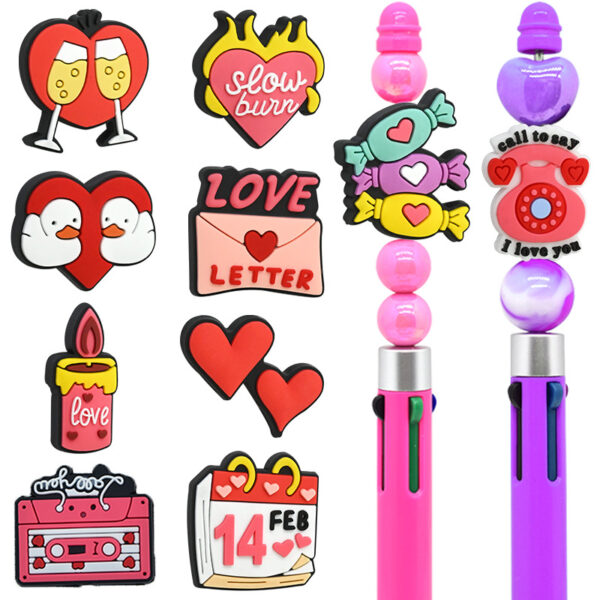 Wholesale Random 100pcs Red Cartoon Valentine's Day Focal Beads