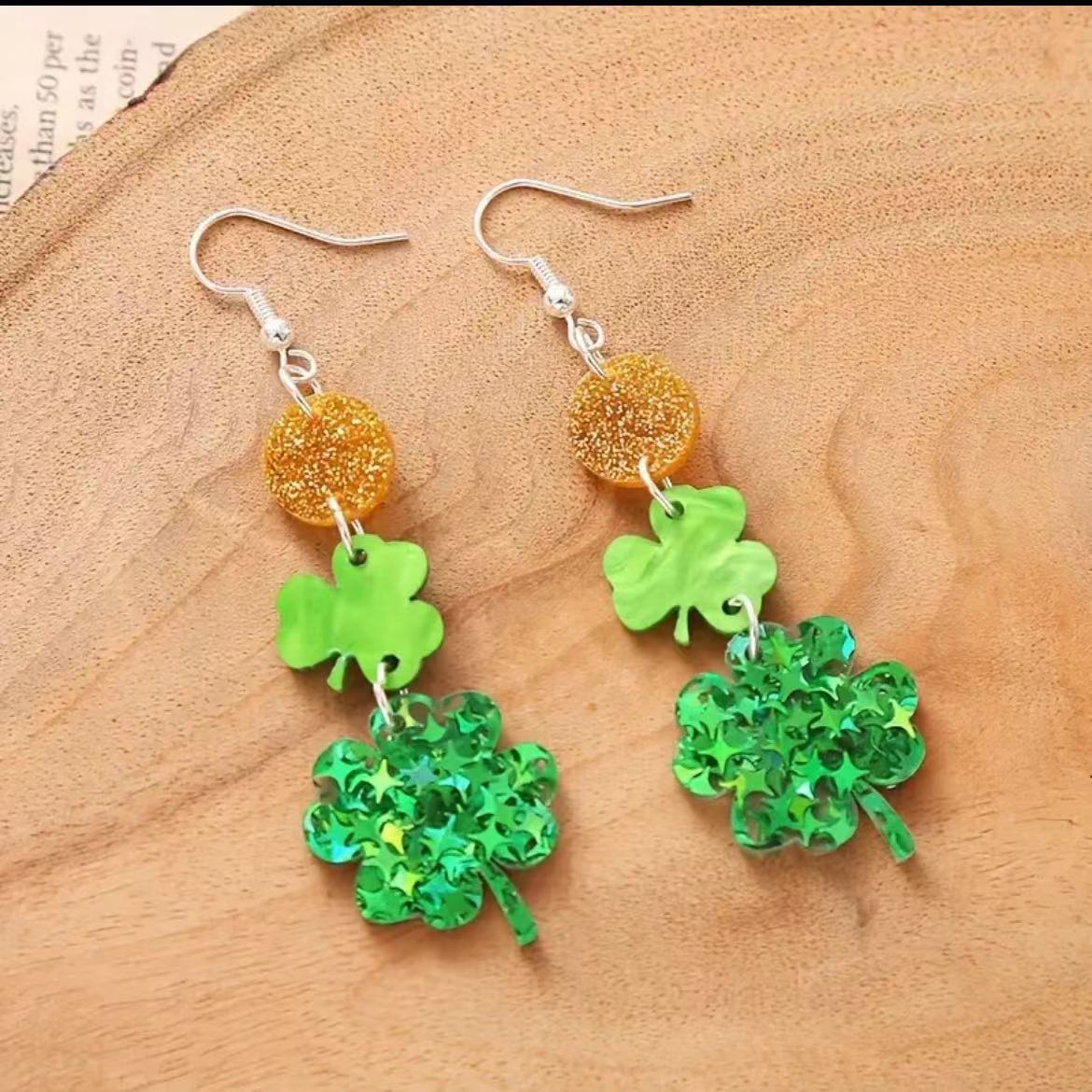 Wholesale St. Patrick's Day shamrock hat, beer, acrylic earrings